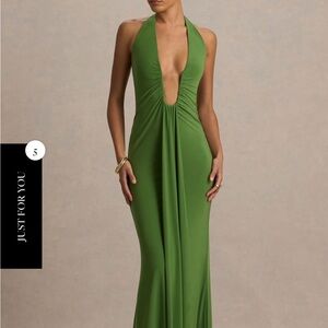 Club L London Green Plunge Maxi Dress